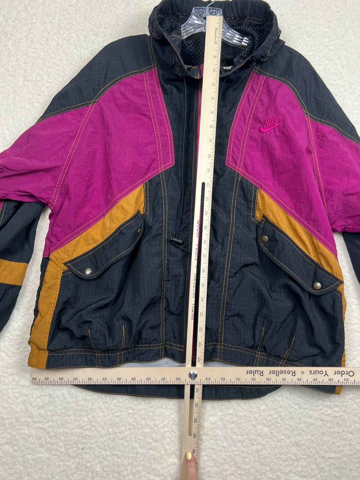 SACAI X NIKE Giacca a vento vintage Nike donna media full zip foderata a blocchi di colore cappotto