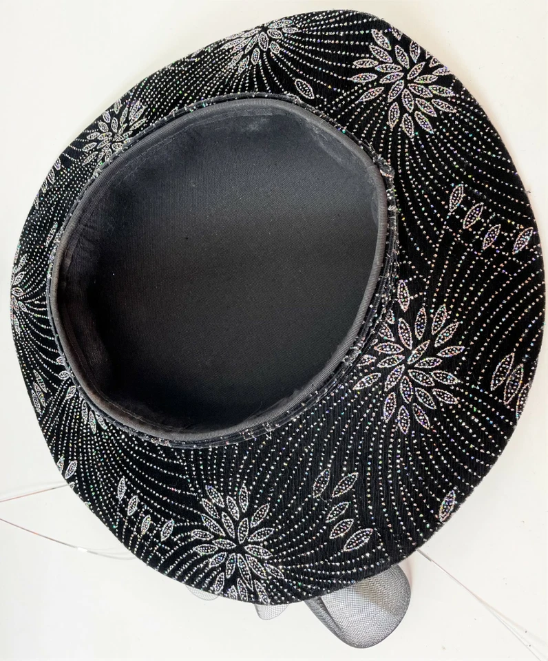 Sombrero negro vintage 1960 hecho a mano Louisville Derby negro brillante iglesia domingo Foto 4 de 4