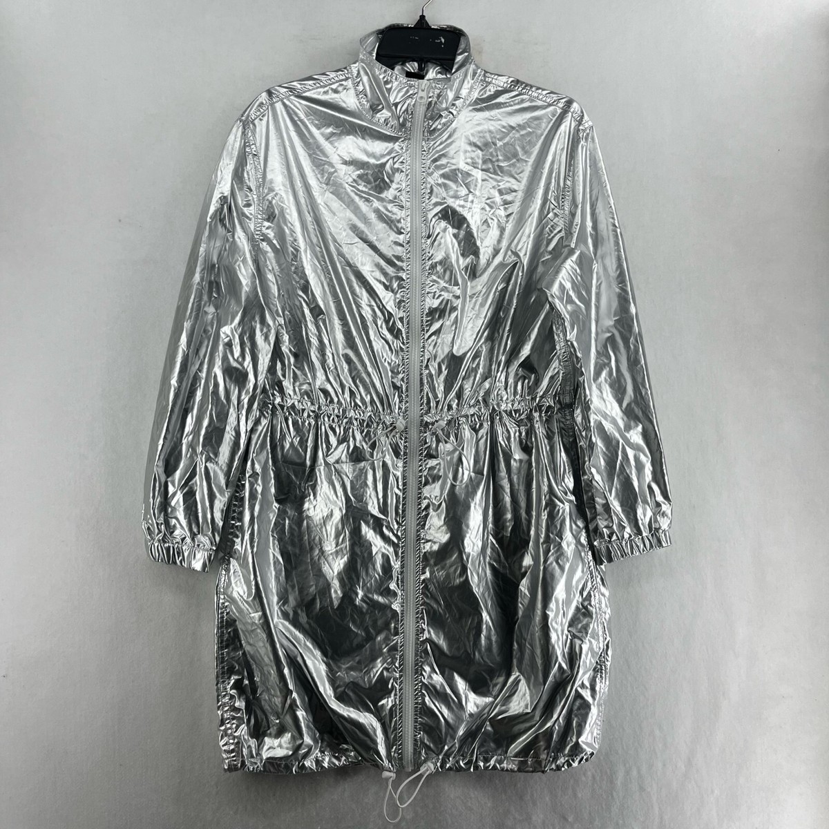 Wild Fable Jacket Women's Sz S Silver Metallic Full-Zip Mock Neck