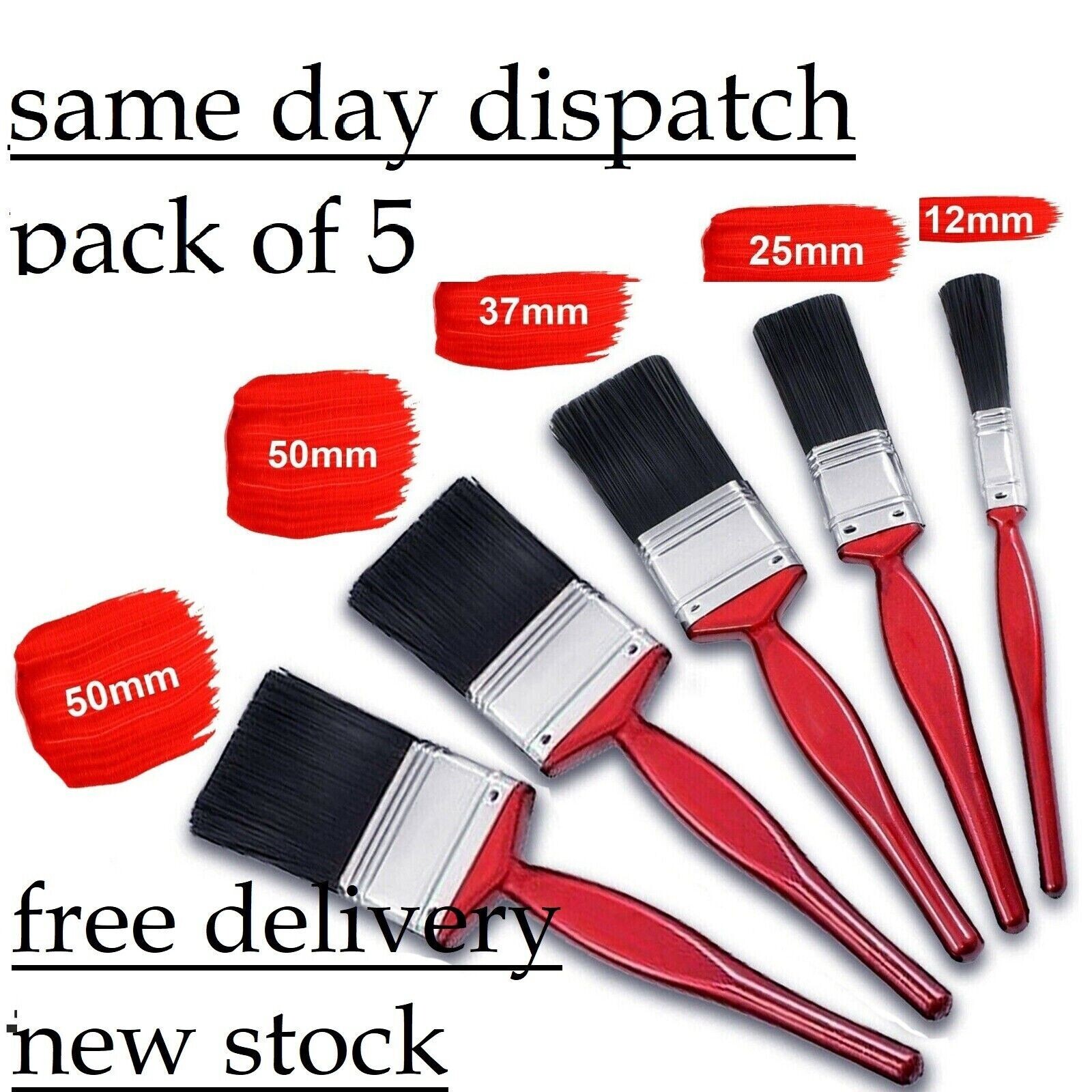 5 Pack Durable Fine Paint Brush Set Painting Decorating Advanced