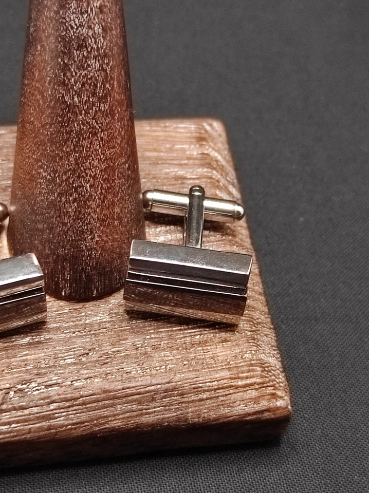 Gemelos forrados Joseph Abboud Modernist Stream placa plateada barra negra Foto 4 de 4