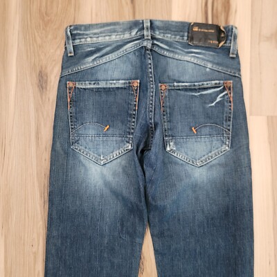 G Star Raw Jeans Mens 30x32(28) Straight Blue Ruger Distressed