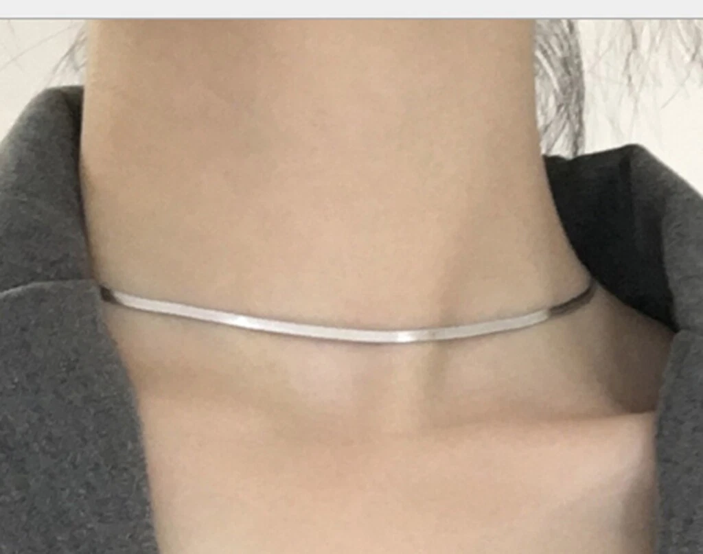 Thin silver chain choker deals
