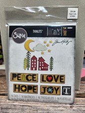 Sizzix Thinlits CHRISTMAS CUTOUTS 16pc set 666064 by Tim Holtz Peace Love Hope