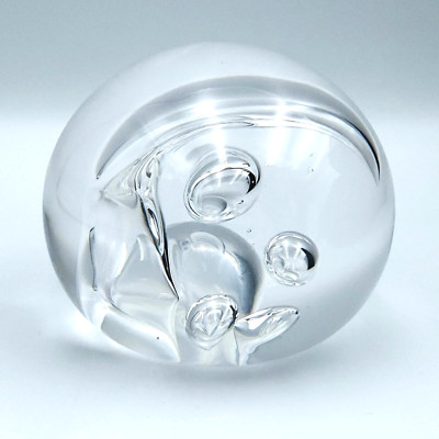 Daniel Read Signed Glass Paperweight   Wizard Orb 2006   Clear Art Glass 2.5''