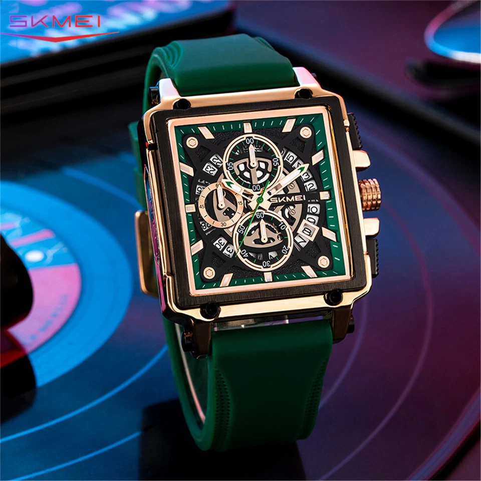 SKMEI Men Rectangle Watch Fashion Chronograph Wristwatch Boy Girl Sport Watches - Image 3 of 4