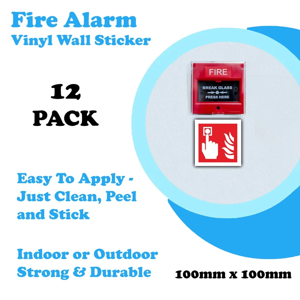 Fire Alarm Call Point - Waterproof Vinyl Sticker Signs - Pack of 12 - Fire Alarm - Image 3 of 4