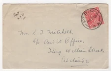 1925 Dec 8th. Cover. Port Pirie to Adelaide.