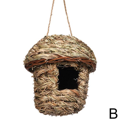 Hängendes Kolibri Vogelhaus handgewebt Stroh Vogelhäuser Garten-Nest NEU - Bild 14 von 14