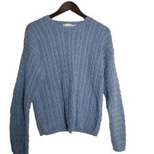VTG Van Heusen For Her Blue Cable Knit Sweater Size Large Made in USA