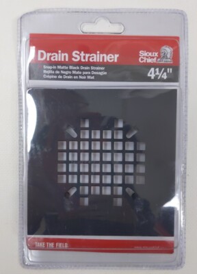 NIP SIOUX CHIEF Drain Strainer Snap-In Shower 4-1/4'' Square Matte Black 827-2SMQ