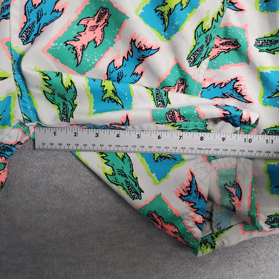 Maui and Sons Hombres Traje de Baño 38 Verde Board Shorts Tiburón Monstruo Cordón Foto 4 de 4