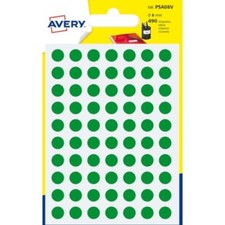 Etykiety Avery okrągłe 8 mm papier FSC zielony 490 szt.