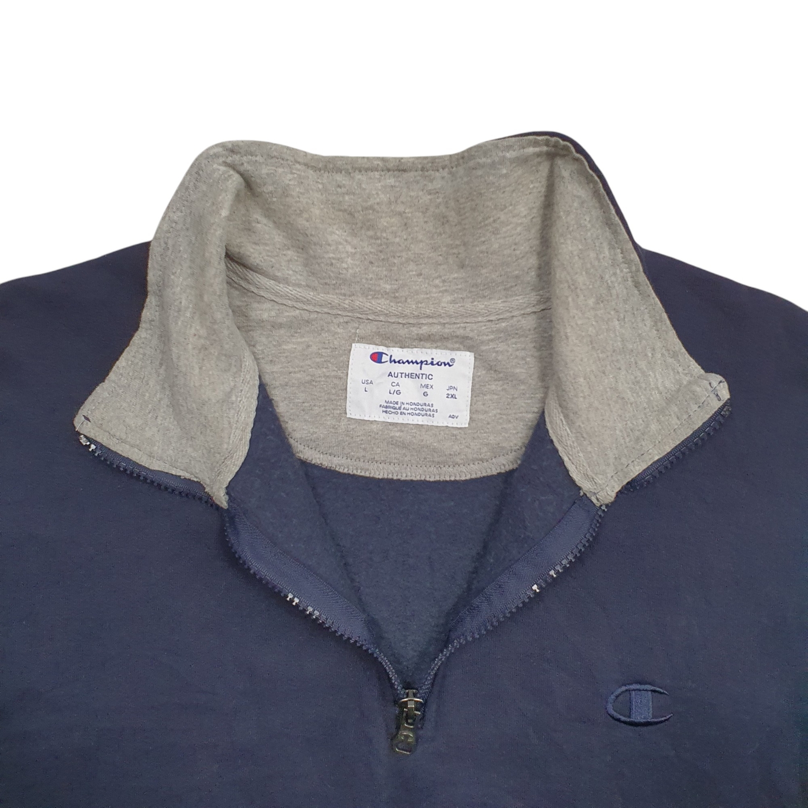 CHAMPION 1/4 Quarter Zip Cotton Blend Jumper Sweatshirt Mens L image 2