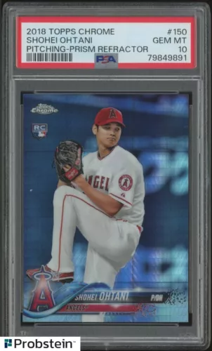 2018 Topps Chrome #150 Shohei Ohtani RC Rookie PRISM REFRACTOR PSA 10 Dodgers