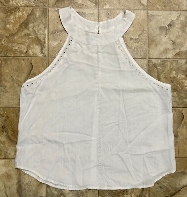 NWT Francesca's Harper Heritage White Eyelet Sleeveless Tank Top Size Medium