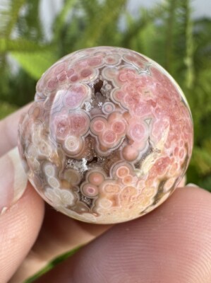 24g  NATURAL  8th vein  ocean jasper sphere  PINK/GREEN