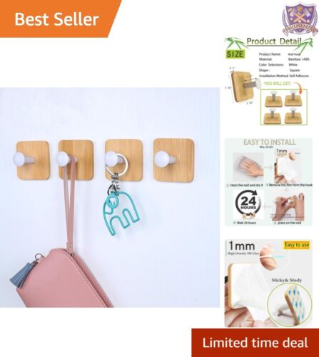 Modern Decorative Wall Hooks - 4 Pack of Heavy Duty Adhesive No Damage Hangers