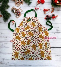 Christmas Gingerbread Candycane Hearts Baking Kitchen Apron 18.5  x 23  New