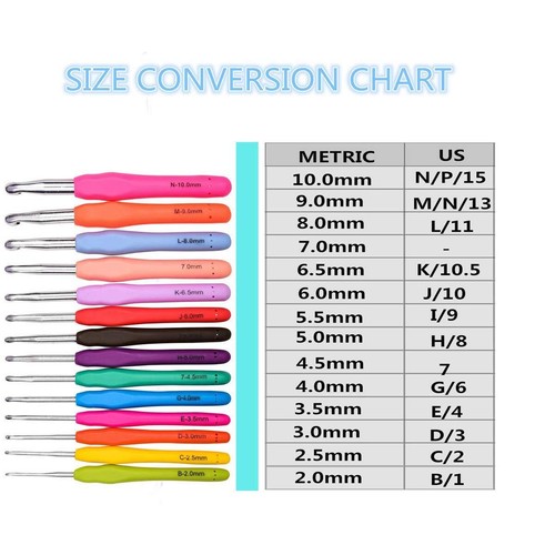 Ergonomic Crochet Hook Set 14 Sizes 2mm(B)-10mm(N) with Case for Arthritic Ha... - Picture 4 of 9