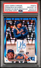 2023 Topps Chrome Rookie Auto Francisco Alvarez PSA 10 Blue RayWave Ref /150