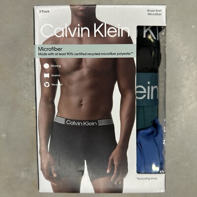 CALVIN KLEIN Boxer Brief Underwear Mens Size L 3-Pack Microfiber  Stretch