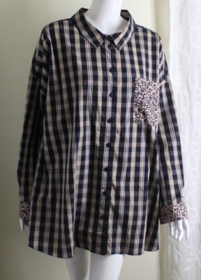 New Isaac Mizrahi 22w 2X Crisp Polished Plaid Hi-Low Nothing Matches Shirt Top