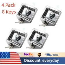 4Pcs T-Handle Lock Stainless Steel Camper Truck Tool Box Door Lock Latch & 8 Key