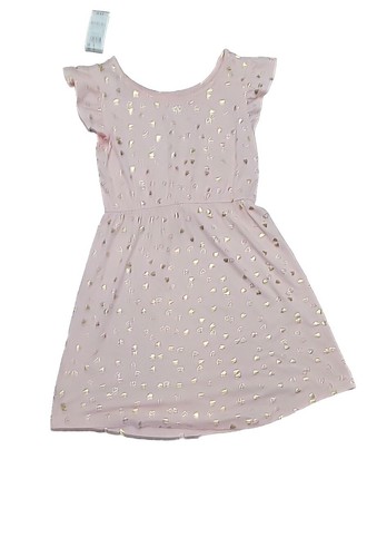 Epic Threads Pink Dress Gold Foil Hearts All Over Print Ruffle Sleeve Girl Lg - Picture 5 of 15