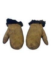 Vintage 1940  s - Fur Trimmed Baby Toddler Mittens - Used