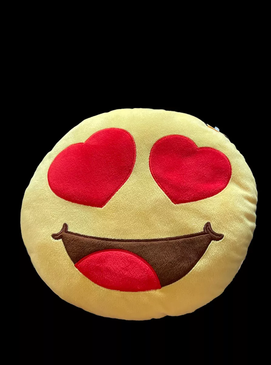 EMOTICON EMOJI SOFT YELLOW ROUND CUSHION PILLOW STUFFED PLUSH TOY FLUSHED 