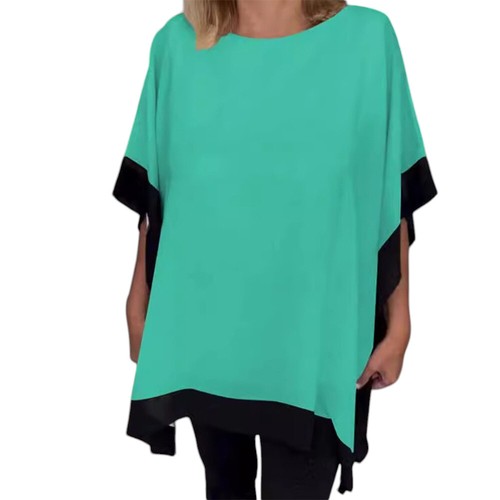 Plus Size Women Baggy Tunic Tops Casual Loose Solid Batwing Short Sleeve Blouse - Picture 11 of 15