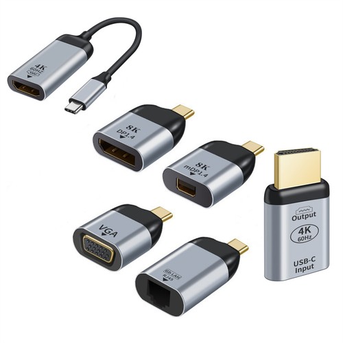 1 Stck. UHD USB Typ-C auf HDMI/VGA/DP/RJ45/mDP Video Konverter 4K 60Hz Adapter