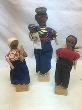 Handmade Guatemalan Worry Dolls Vintage Lot of 3 Dolls 9 Inches 6 Inches Tall