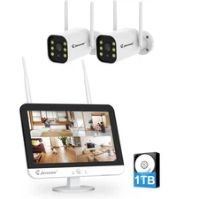 5MP Wireless Home Security Camera System Wifi IP Cameras 12'' Monitor NVR 1TB