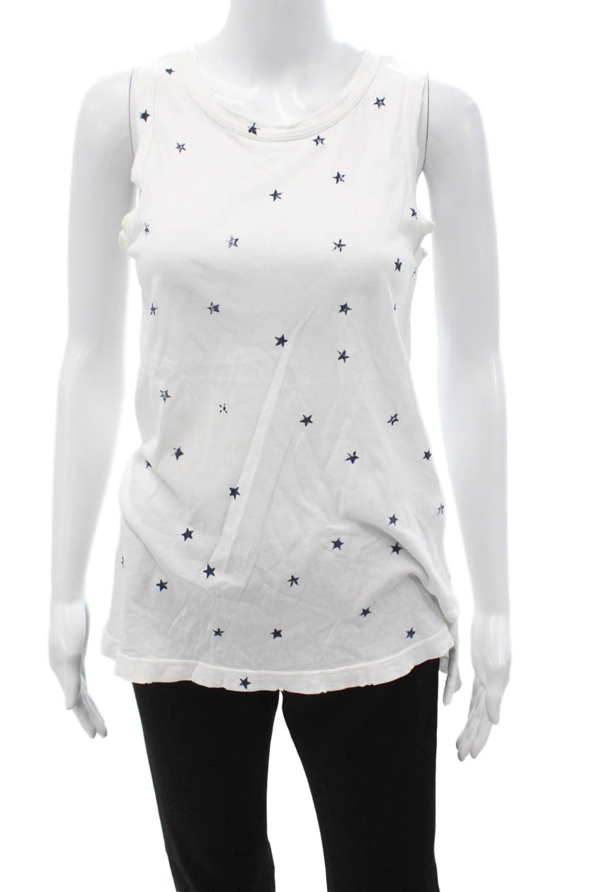 Current/Elliott Womens White Basic Tank Cotton St… - image 1