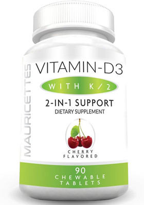 Chewable Vitamin D3 with K2   2-In-1 Bone & Heart Health Support   Immune Booste