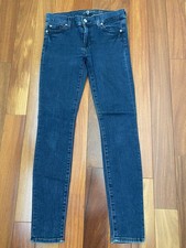 7 For All Mankind Jeans Womens 26/27 Blue Cotton Skinny Mid Rise PreOwned Cotton