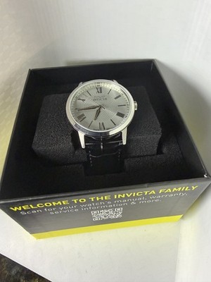 NIB Invicta Celestial 43mm 50462 Silver Dial Stainless Steel Black Leather Band