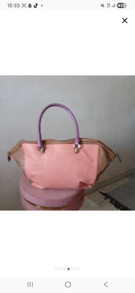sac guess femme original,rose, beige, écru et anse violet - Photo 2/4