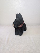 Vintage Plush Straw Stuffed Animal Toy Black Scottie Dog Scottish Terrier