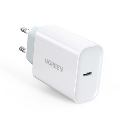 Network charger Ugreen quick charger with USB-C, PD, 30 W, QC 4.0, white