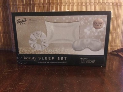3pc Satin Beauty Sleep Set Pillowcase Eye Mask Scrunchie by Studio Dry