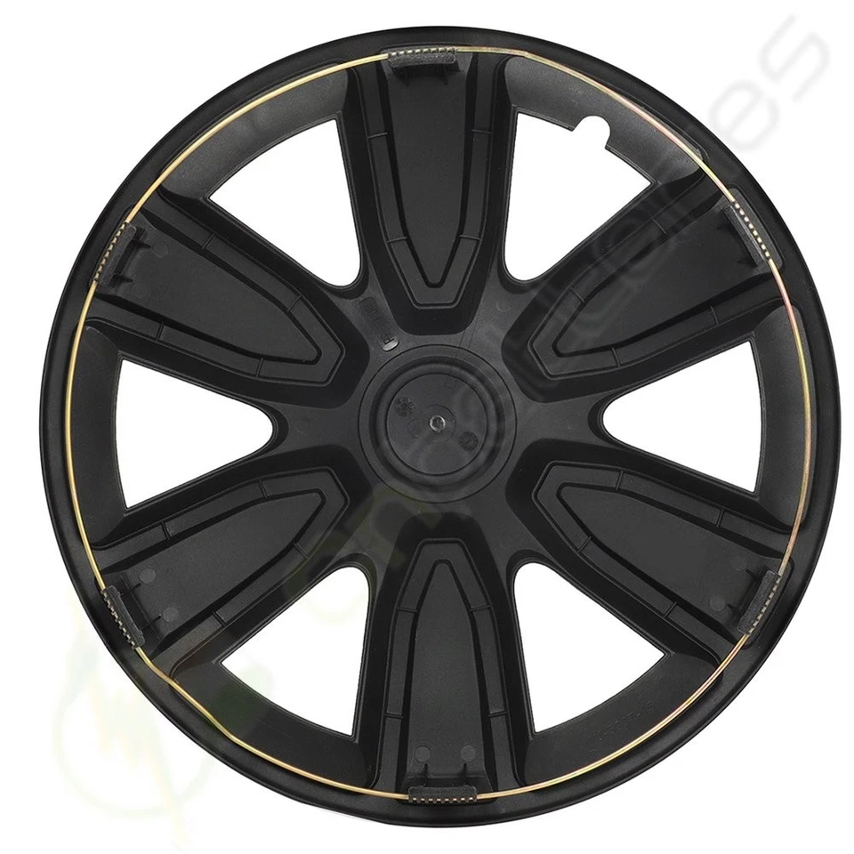 Juego de 4 Tapacubos Universal 15" Negro y Plata Cubierta de Rueda Juego de Borde de Rueda Foto 4 de 4