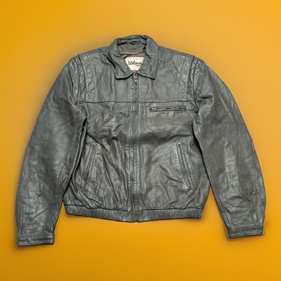 Wilsons Vintage Lederjacke Gr. 38/M Grau Blouson Bomberjacke 70s 80s #LJ3