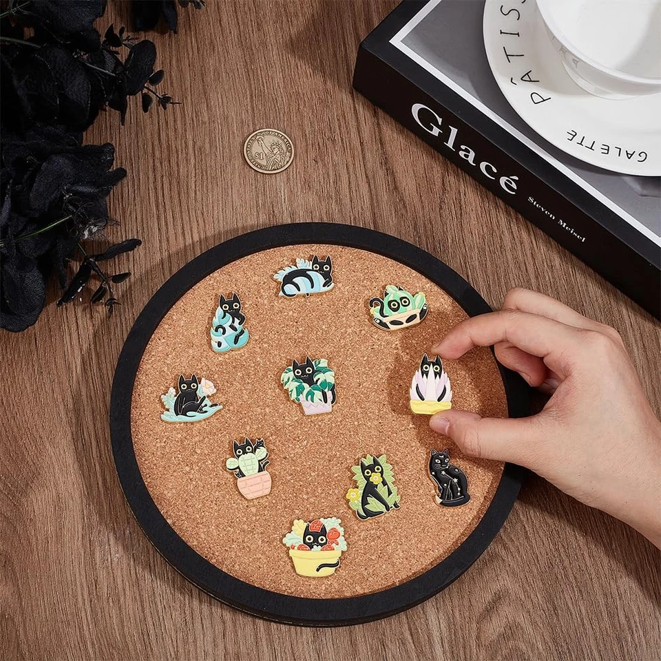 Flat Round Pin Board Cork Board, 7.87inch Bulletin Board Wall Mounted Display... - Image 3 of 4