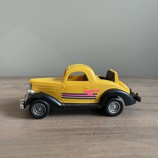 Vintage Car Model FORD COUPE 1936 Yellow Plastic Body STROMBECKER Made In USA