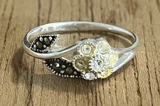 Sterling Silver CZ and Marcasite Ring Size 6.75