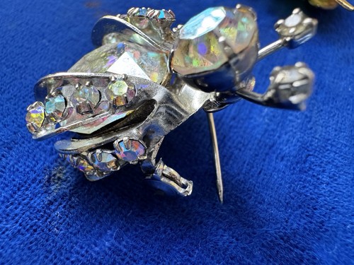Vintage Signed WEISS AB Rhinestone Bug Brooch Figural Insect Pin