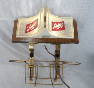 GREAT 1968 Lighted Schlitz Beer Bar/Table Glass/ Napkin Caddy!! Working Great!!